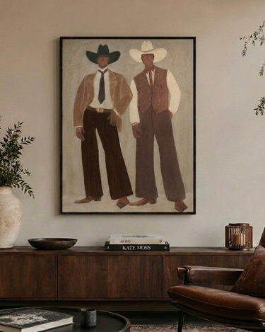 Outlaws Print framed canvas art styled on a wall