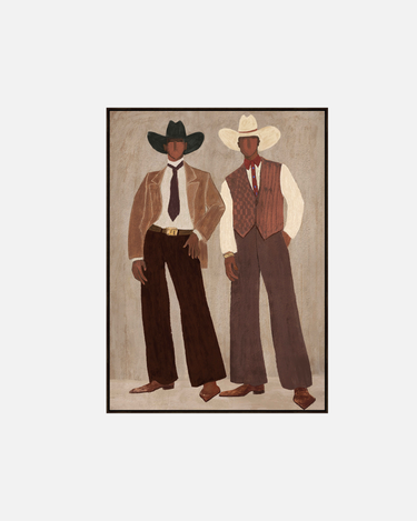 Outlaws Print framed canvas Western wall art in warm earthy tones