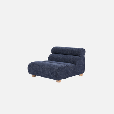 Sora 1 Seater Module in Steel Blue Weave curved modular sofa
