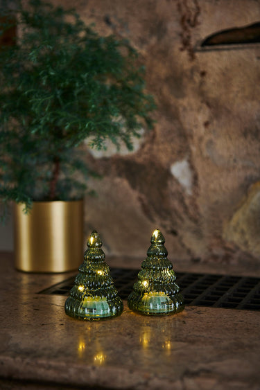 SIRIUS Lucy LED Glass Trees S/2 - Green