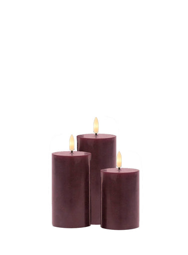 SIRIUS Sille Rechargeable S/3 Candles D75 - Bordeaux