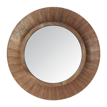Madrid Wooden Round Mirror 90cm in black walnut finish