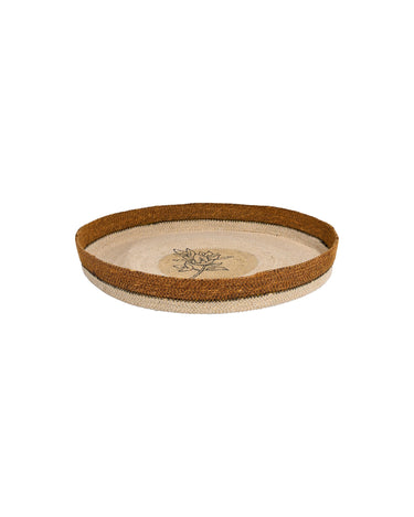 KINTU COLLECTION Sprig Wall Art/Tray - Natural w/Mustard Rim detail