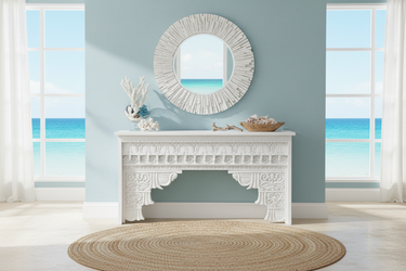 Abigail Carved Console Table - Natural at Online8 Furniture Auckland NZ