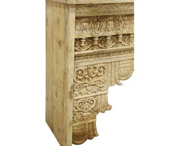 Abigail Carved Console Table - Natural at Online8 Furniture Auckland NZ