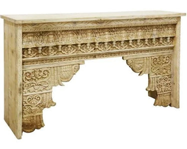 Abigail Carved Console Table - Natural at Online8 Furniture Auckland NZ