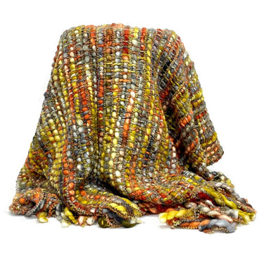 Acrylic Throw - Orange/Grey at Online8 Furniture Auckland NZ