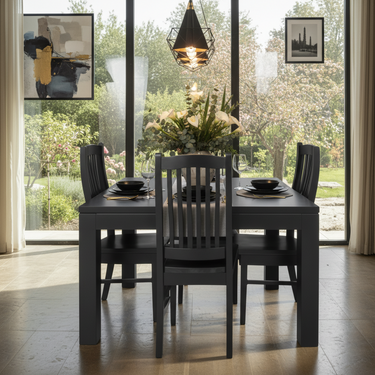 Ada Black Dining Suite - 4 Seater at Online8 Furniture Auckland NZ
