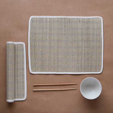 Akiiko - Reed Table Top Set - Placement, Runner, Coaster-Herring Weave at Online8 Furniture Auckland NZ
