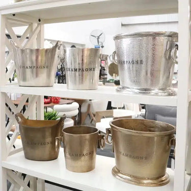 Aluminium Oval Champagne Bucket - Raw Gold at Online8 Furniture Auckland NZ