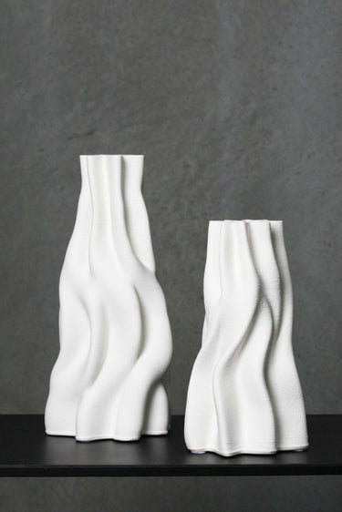 Anouk 3D Printed Ceramic Vase - White at Online8 Furniture Auckland NZ