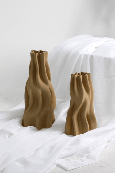 Anouk Beige 3D Printed Ceramic Vase - Large at Online8 Furniture Auckland NZ