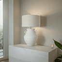 Antique Ceramic Table Lamp - Linen Shade at Online8 Furniture Auckland NZ