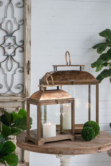 Antique Gold Lantern Set/2 at Online8 Furniture Auckland NZ