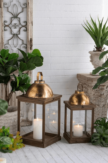 Antique Gold Lanterns Set of 2 at Online8 Furniture Auckland NZ