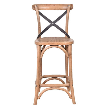 Antique Oak Cross Back Barstool - 75cm at Online8 Furniture Auckland NZ