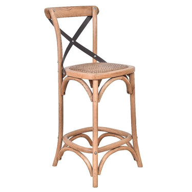 Antique Oak Cross Back Barstool - 75cm at Online8 Furniture Auckland NZ