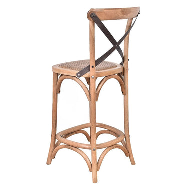 Antique Oak Cross Back Barstool - 75cm at Online8 Furniture Auckland NZ