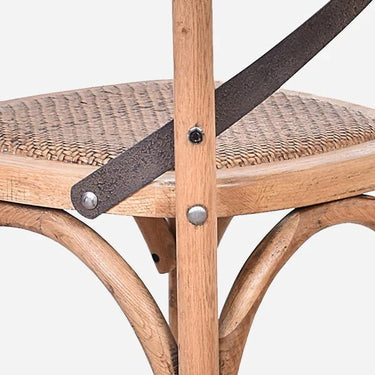 Antique Oak Cross Back Barstool - 75cm at Online8 Furniture Auckland NZ