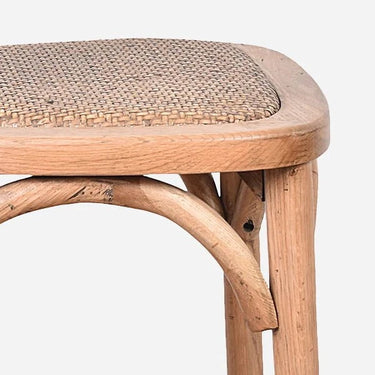 Antique Oak Cross Back Barstool - 75cm at Online8 Furniture Auckland NZ