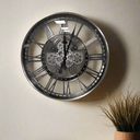 Antique Silver Wall Clock with Gears at Online8 Furniture Auckland NZ