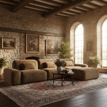 Arcadia Leopard Print 3-Seater Modular Sofa with Ottoman at Online8 Furniture Auckland NZ