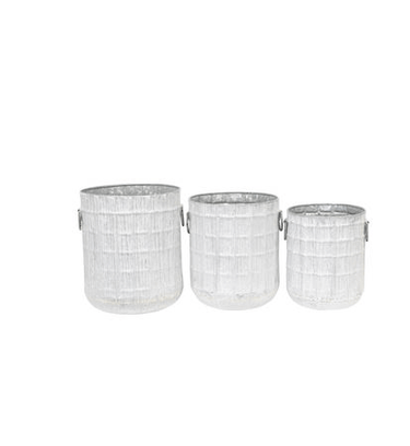 Archer Rustic Galvanised Tall Planters - Set of 3 at Online8 Furniture Auckland NZ