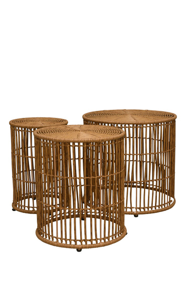 Arran Round Tables S/3 - Dark Natural at Online8 Furniture Auckland NZ