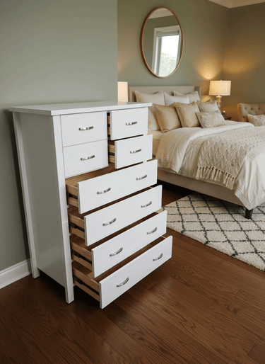 Asbel 8 Drawers Tallboy - White at Online8 Furniture Auckland NZ