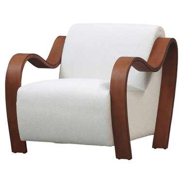 Ascot Teddy Fabric Club Chair - White at Online8 Furniture Auckland NZ