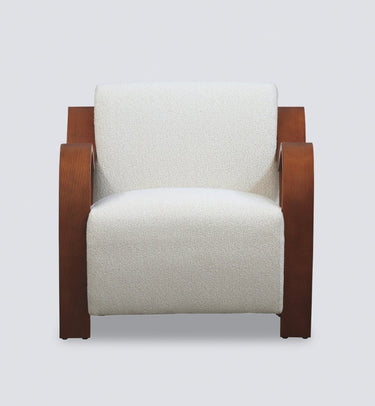 Ascot Teddy Fabric Club Chair - White at Online8 Furniture Auckland NZ