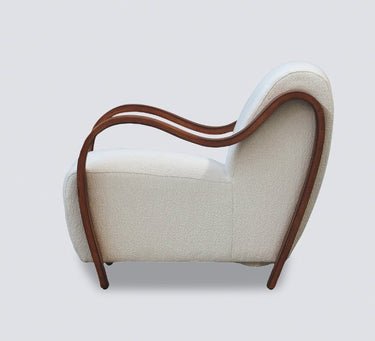 Ascot Teddy Fabric Club Chair - White at Online8 Furniture Auckland NZ