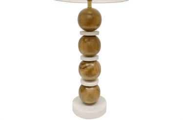 Asha Wood And Marble Table Lamp - Natural at Online8 Furniture Auckland NZ