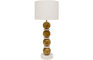 Asha Wood And Marble Table Lamp - Natural at Online8 Furniture Auckland NZ
