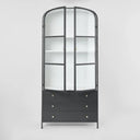 Atlas Glass Doors Arched Metal Cabinet - Black at Online8 Furniture Auckland NZ