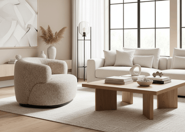 Aurora Barrel Chair - Light Taupe at Online8 Furniture Auckland NZ