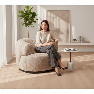 Aurora Barrel Chair - Light Taupe at Online8 Furniture Auckland NZ