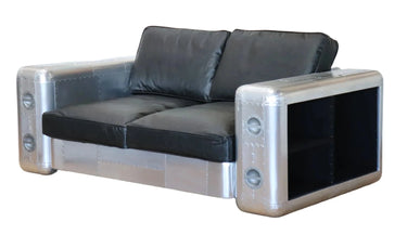 Aviator 2 Seater Leather Sofa - Vintage Black at Online8 Furniture Auckland NZ