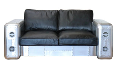 Aviator 2 Seater Leather Sofa - Vintage Black at Online8 Furniture Auckland NZ