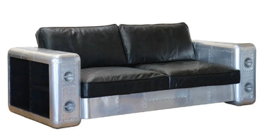 Aviator 3 Seater Leather Sofa - Vintage Black at Online8 Furniture Auckland NZ