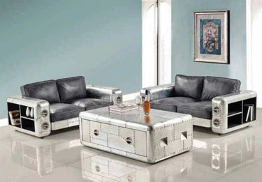 Aviator Coffee Table | Industrial Silver & Wood at Online8 Furniture Auckland NZ