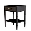 Bamboo Detail 1 Drawer Bedside Table - Black at Online8 Furniture Auckland NZ