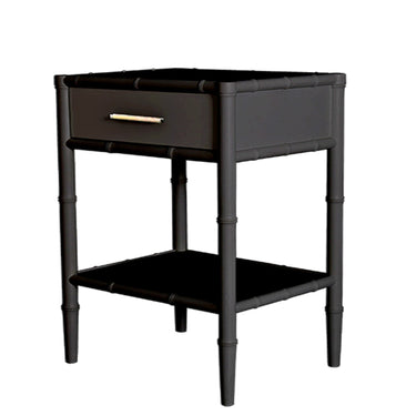 Bamboo Detail 1 Drawer Bedside Table - Black at Online8 Furniture Auckland NZ