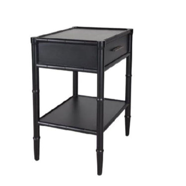 Bamboo Detail 1 Drawer Bedside Table - Black at Online8 Furniture Auckland NZ