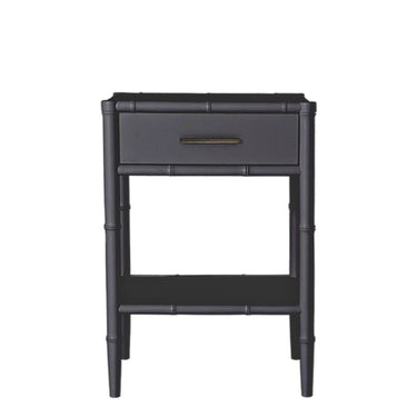 Bamboo Detail 1 Drawer Bedside Table - Black at Online8 Furniture Auckland NZ
