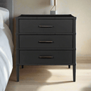 Bamboo Detail 3 Drawer Bedside Table - Black at Online8 Furniture Auckland NZ