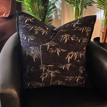 Bamboo Leaf Cushion Cover - Black at Online8 Furniture Auckland NZ