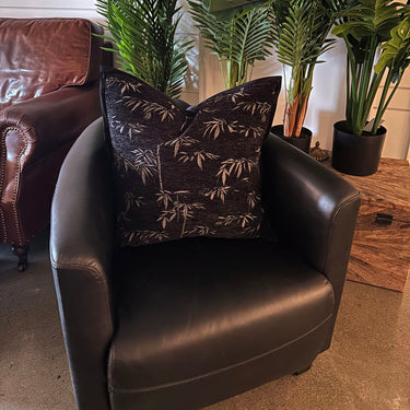Bamboo Leaf Cushion Cover - Black at Online8 Furniture Auckland NZ