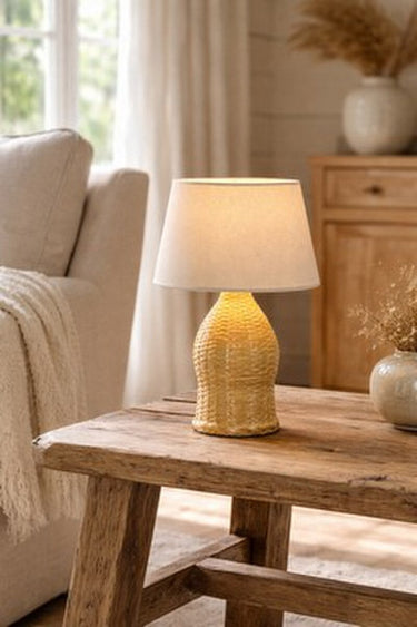 Bamboo & Linen Table Lamp 5 - Natural at Online8 Furniture Auckland NZ