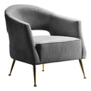 Barletta Armchair in grey velvet with gold metal legs